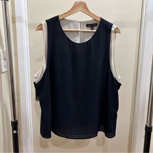 Banana Republic Navy and White Sleeveless Top in XL